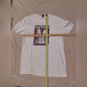 White T-Shirt with Bunny Graphic